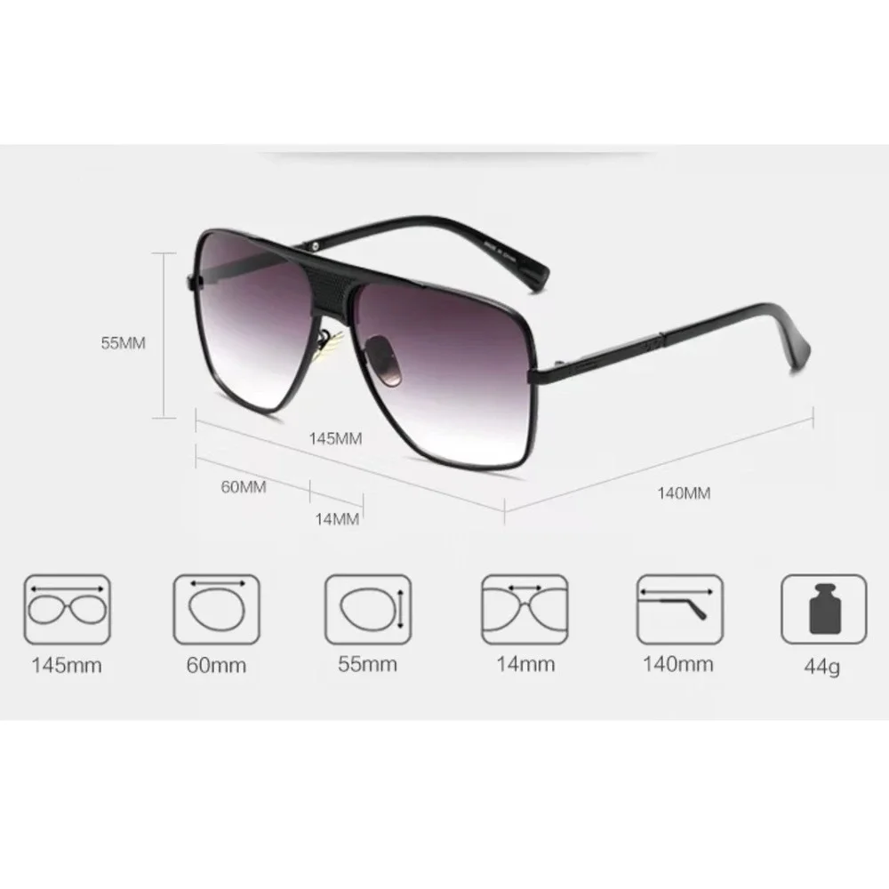 Aviator Sunglasses Gold Frame Black Lens Square Driving Sun Glasses Trendy Gafas